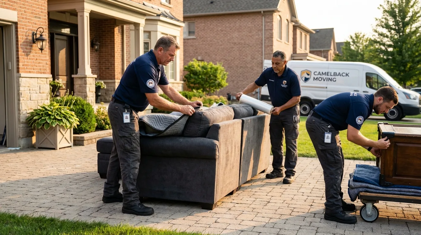 Large estate moving crew wrapping furniture in Gallipolis, OH
